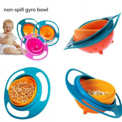 Spill Resistant Gyro Bowl, Magic Bowl 360 Degree Rotation Spill Resistant Gyro Bowl, Toy Tableware with a handle For Toddler Baby Kids Children