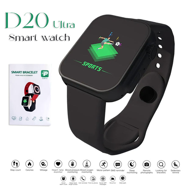 D20 ULTRA Fitness Bracelet Blood Pressure Bluetooth Heart Rate Monitor (Black)
